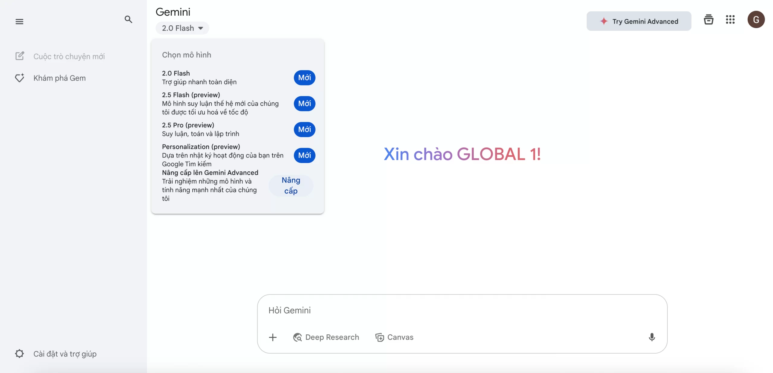 Các chat AI - Gemini