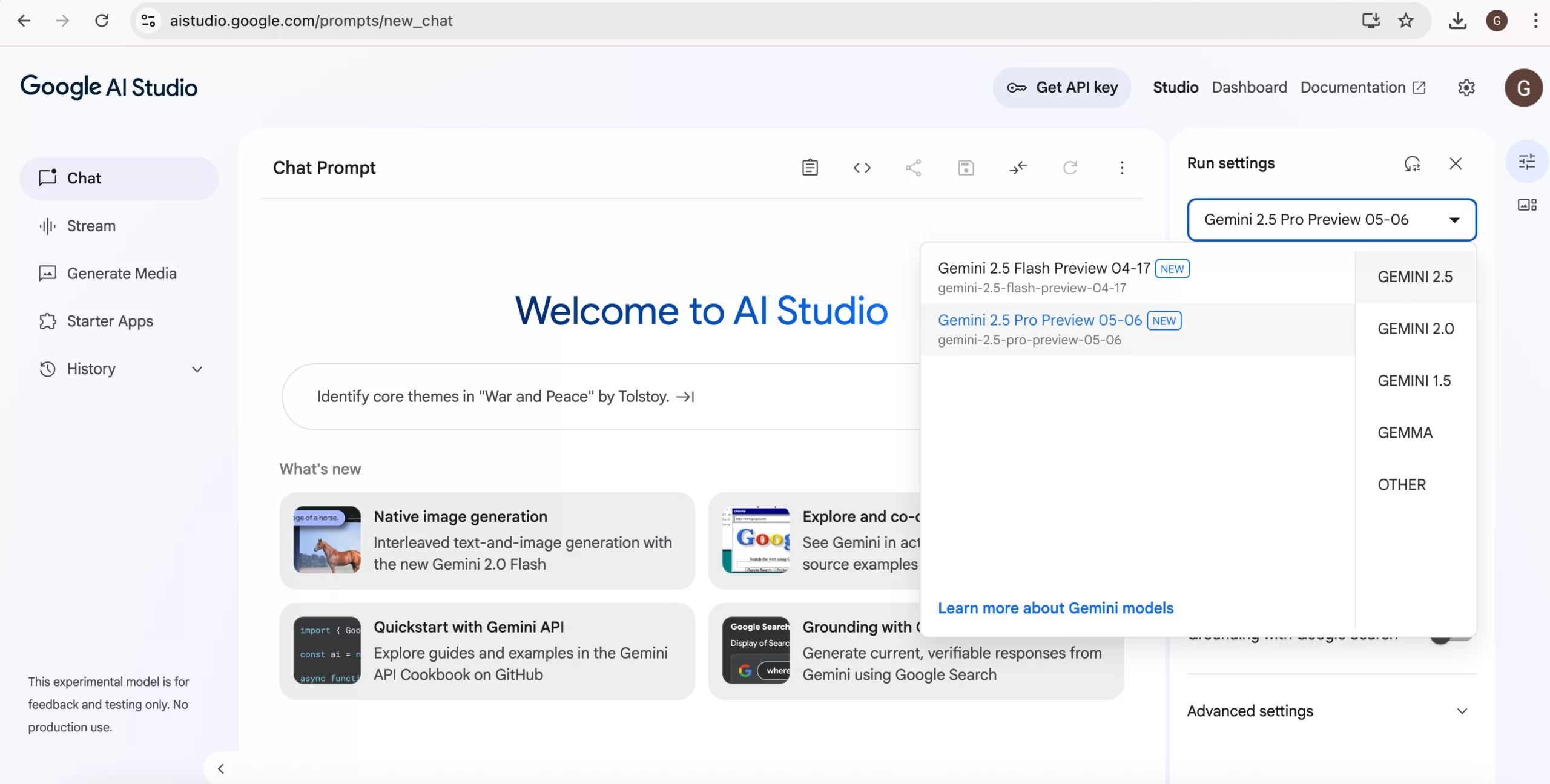 Các chat AI - Google AI studio