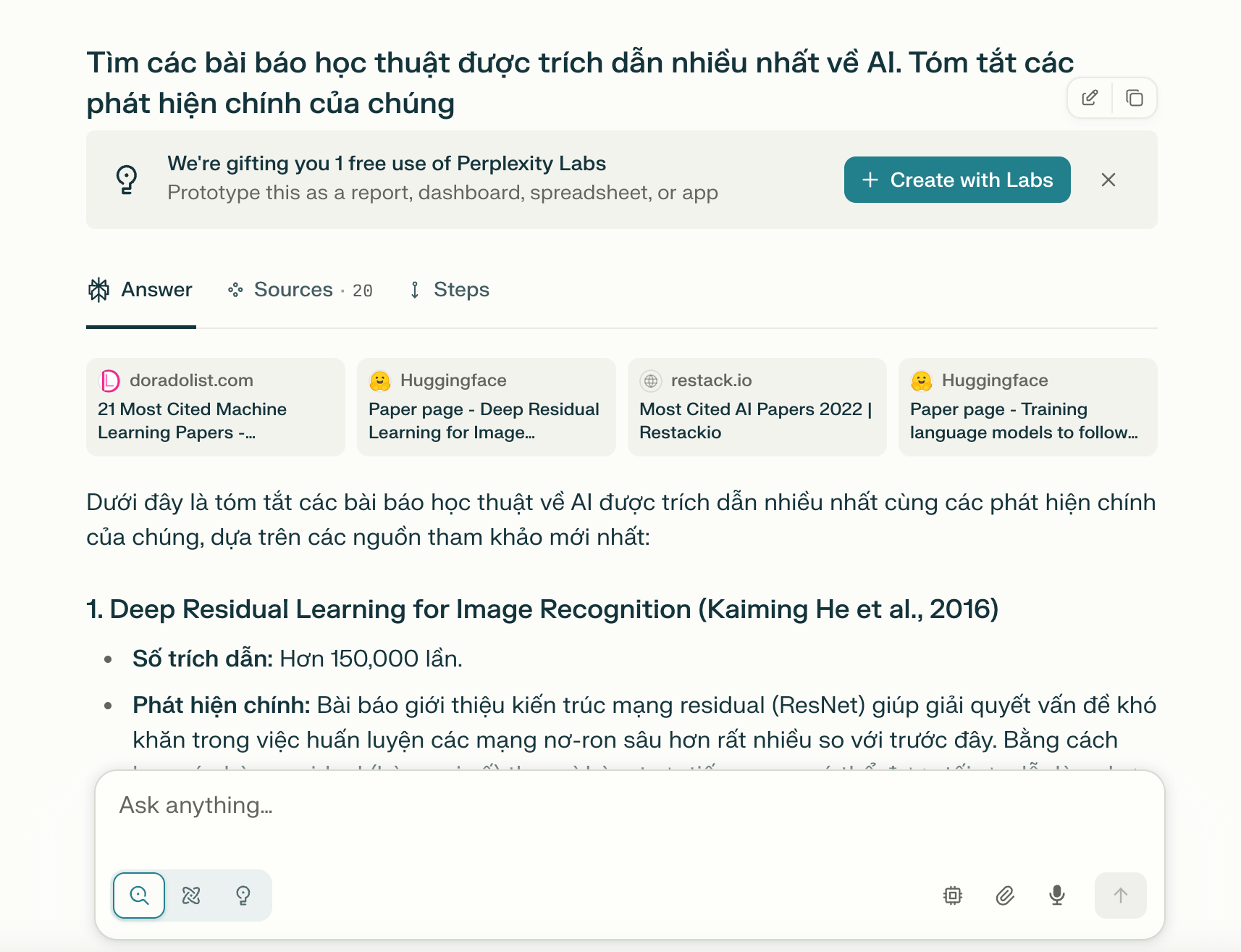perplexity AI có dẫn nguồn