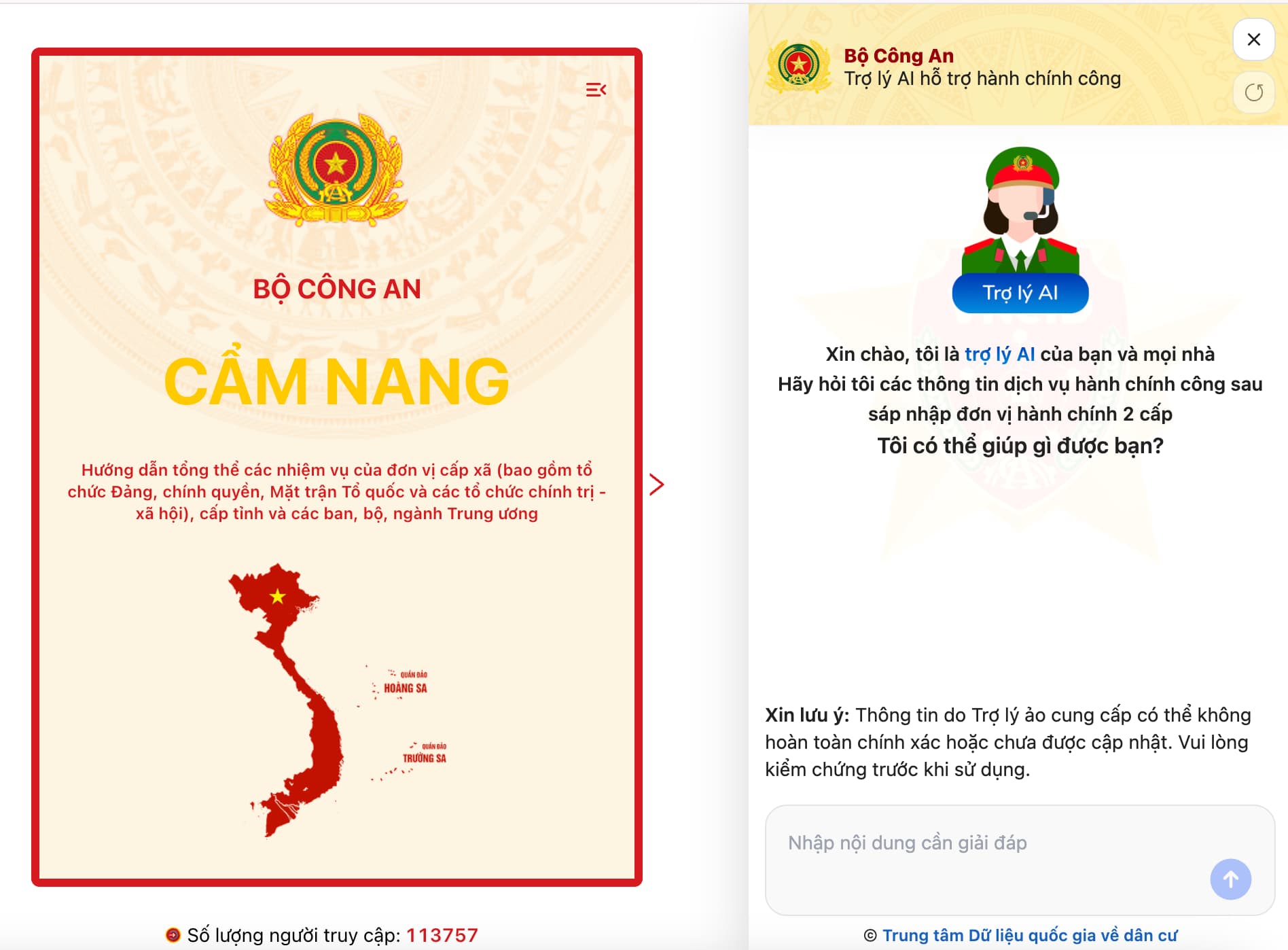 Trợ lý ảo AI bộ công an